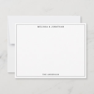 Simple Modern Black and White Thin Border Classic Note Card