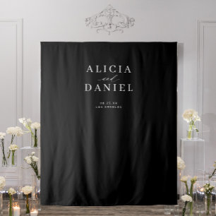 Simple modern black and white wedding backdrop