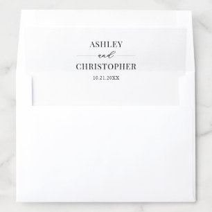 Simple Modern Black and White Wedding Envelope Liner