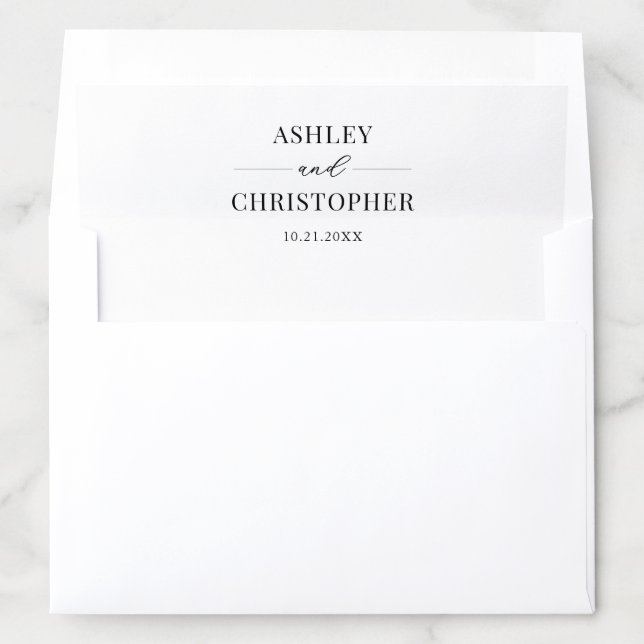 Simple Modern Black and White Wedding Envelope Liner (In Envelope)