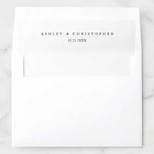 Simple Modern Black and White Wedding Envelope Liner