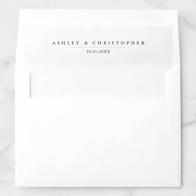 Simple Modern Black and White Wedding Envelope Liner (In Envelope)