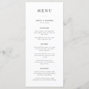 Simple Modern Black and White Wedding Menu