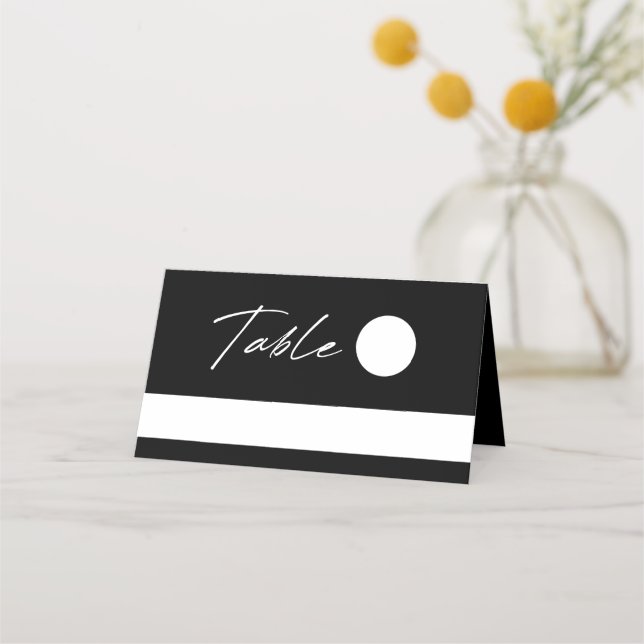Simple Modern Black and White Wedding  Place Card (Front)
