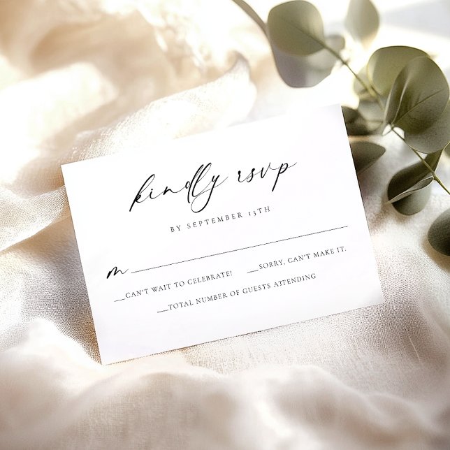 Simple Modern Black and White Wedding RSVP Card (Creator Uploaded)