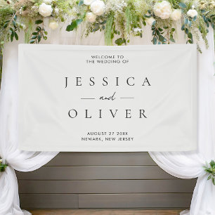 Simple Modern Black and White Wedding Welcome Banner