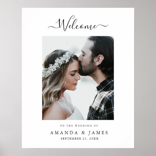 Simple Modern Black and White Wedding Welcome Poster