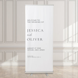 Simple Modern Black and White Wedding Welcome Retractable Banner