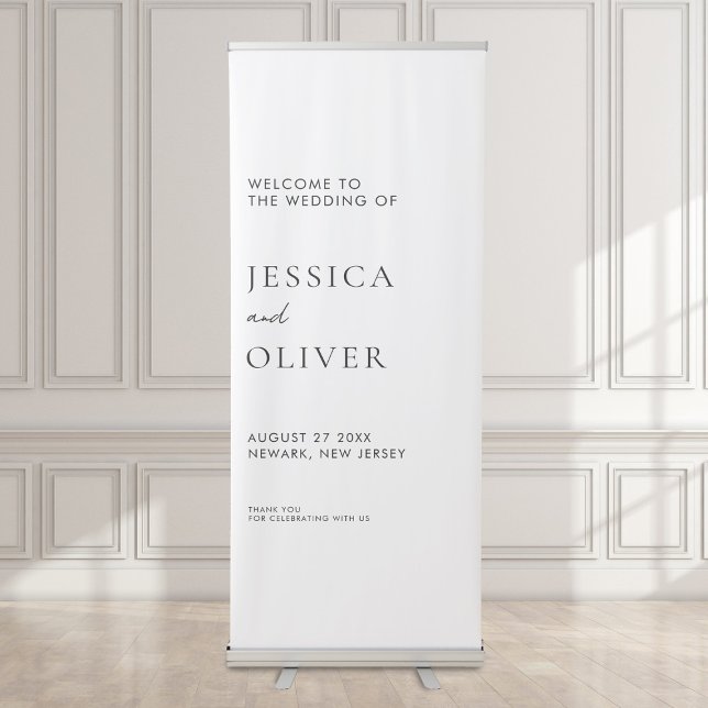 Simple Modern Black and White Wedding Welcome Retractable Banner (Creator Uploaded)
