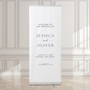 Simple Modern Black and White Wedding Welcome Retractable Banner