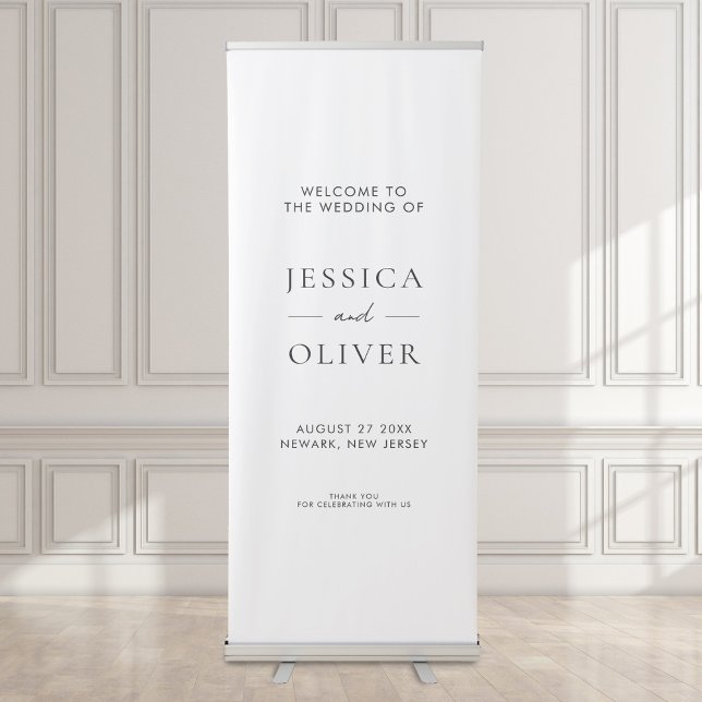 Simple Modern Black and White Wedding Welcome Retractable Banner (Creator Uploaded)