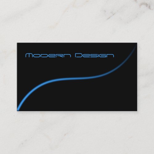 Simple Modern Black  Blue Swoosh _ Business Card