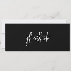 Simple Modern Black Business Gift Certificate