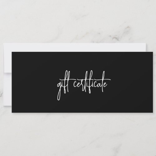 Simple Modern Black Business Gift Certificate