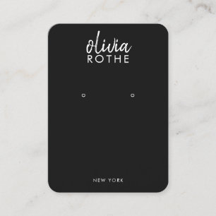 Simple Modern Black Earring Display Business Card