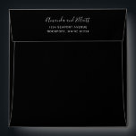 Simple Modern Black Elegant Wedding Envelope<br><div class="desc">Modern Wedding Envelope with a simple design.  The back flap has your names in an elegant script typography along with your return address in white over a black background.  This Wedding Envelope is great for a modern minimalist style of wedding invitation suite.</div>