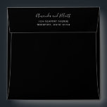 Simple Modern Black Elegant Wedding Envelope<br><div class="desc">Modern Wedding Envelope with a simple design.  The back flap has your names in an elegant script typography along with your return address in white over a black background.  This Wedding Envelope is great for a modern minimalist style of wedding invitation suite.</div>