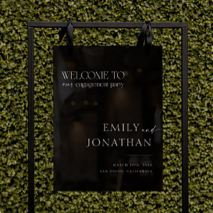 Simple Modern Black Engagement Party Welcome  Acrylic Sign