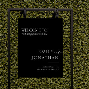 Simple Modern Black Engagement Party Welcome  Foam Board
