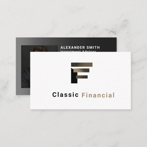 Simple Modern Black Financial Professional Photo Business Card