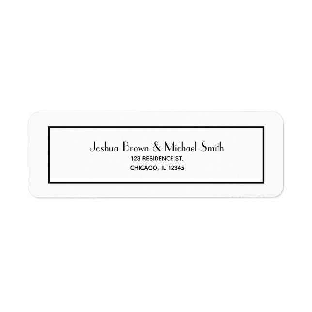 Simple Modern Black Frame Return Address Label (Front)