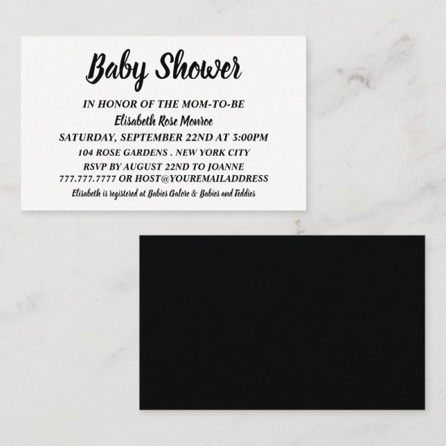 Simple & Modern, Black & Gold Baby Shower Tickets (Front/Back)