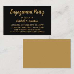 Simple & Modern Black Gold Engagement Party Ticket