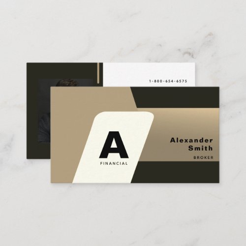 Simple Modern Black Gold Logo Professional Photo Business Card