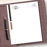 Simple Modern Black Gold Monogram Letterhead<br><div class="desc">Designed with a sleek and professional aesthetic,  this design features a Simple Modern Burgundy and Gold Monogram with lined backdrop. 
The monogram in burgundy & gold stands out with elegance. 
Personalize with your company name and contact details.</div>