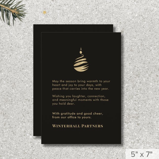 Simple Modern Black Gold Ornament Holiday Card (Creator Uploaded)