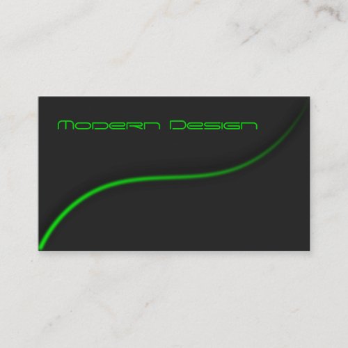 Simple Modern Black  Green Swoosh _ Business Card