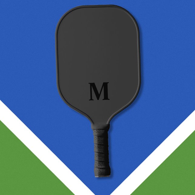 Simple Modern Black Initial Monogram Pickleball Paddle (Creator Uploaded)