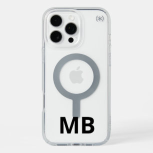 Simple Modern Black Initial Monogram iPhone 16 Pro Max Case