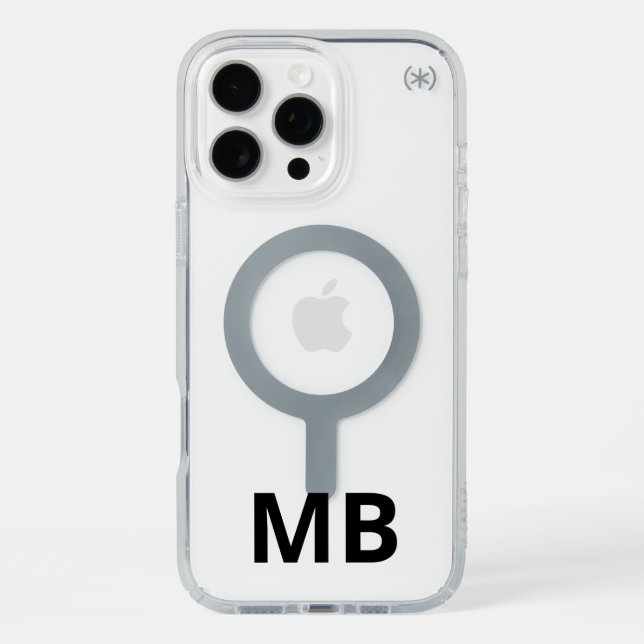 Simple Modern Black Initial Monogram Speck iPhone Case (Front)