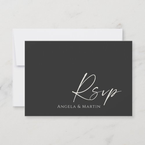 Simple Modern Black Ivory Wedding RSVP Card