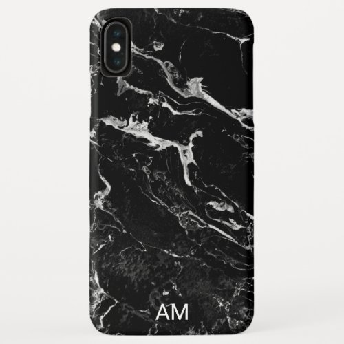 Simple modern black marble chic stylish monogram iPhone XS max case