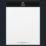 Simple Modern Black Minimalist Gold Bee Logo Letterhead<br><div class="desc">Simple modern honeybee logo -</div>