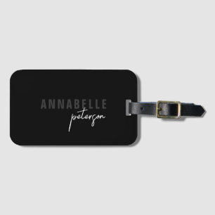 Simple Modern Black Minimalist Personalized Luggage Tag