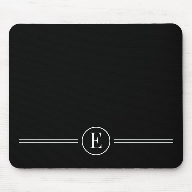 Simple Modern Black Monogram Mousepad (Front)
