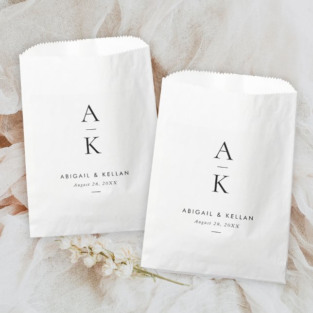 Simple Modern Black Monogram Wedding Favor Bag (Creator Uploaded)