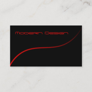 Simple Modern Black & Red Swoosh - Business Card