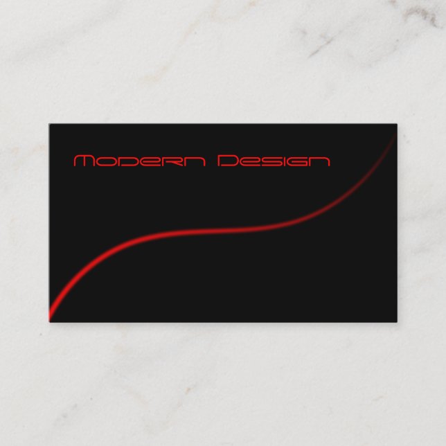 Simple Modern Black & Red Swoosh - Business Card (Front)