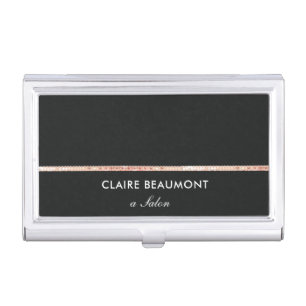 Simple Modern Black Rose Gold Sequin Business Card Case