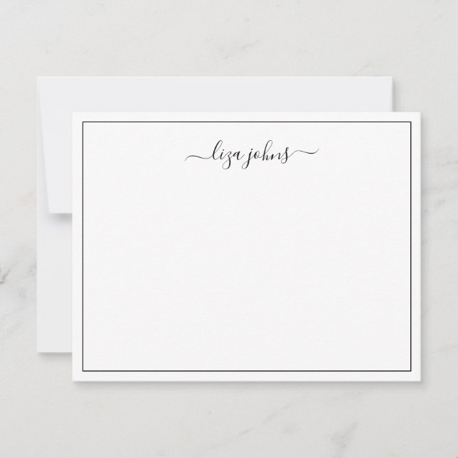Simple Modern Black Script Professional  Note Card (Front)