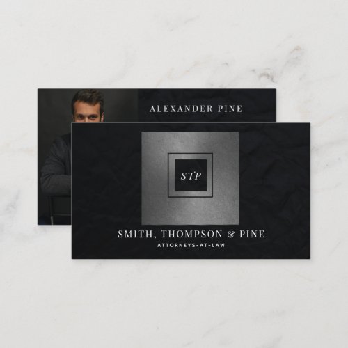 Simple Modern Black Silver Professional Photo Business Card