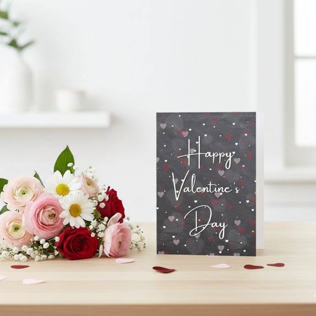 Simple Modern Black Valentines Day Card (Creator Uploaded)