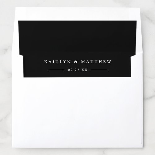 Simple Modern Black Wedding Envelope Liner