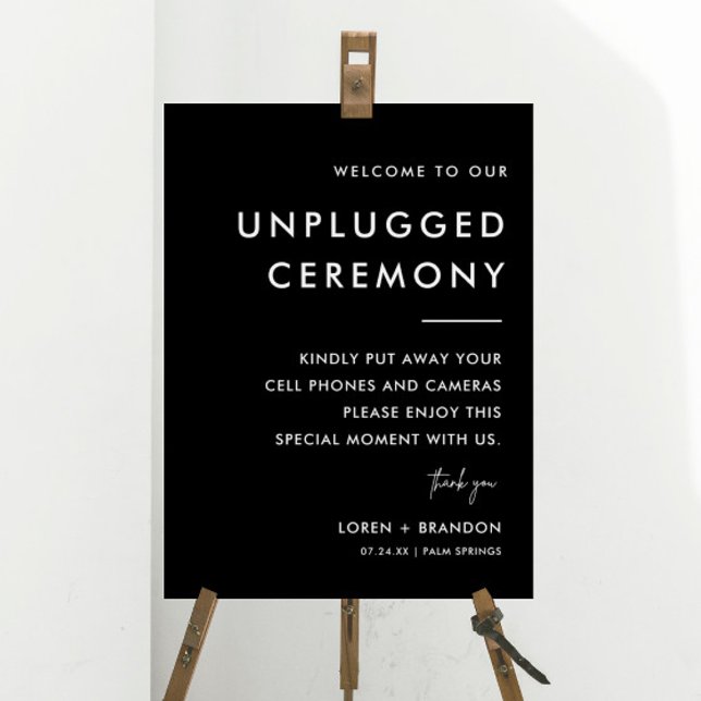 Simple Modern Black Wedding Unplugged Ceremony  Foam Board (Creator Uploaded)