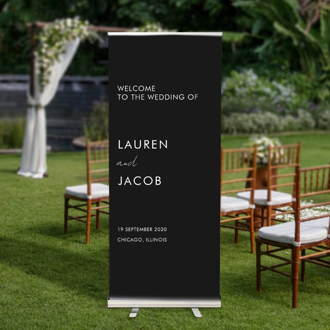 Simple Modern Black Wedding Welcome Retractable Banner (Creator Uploaded)