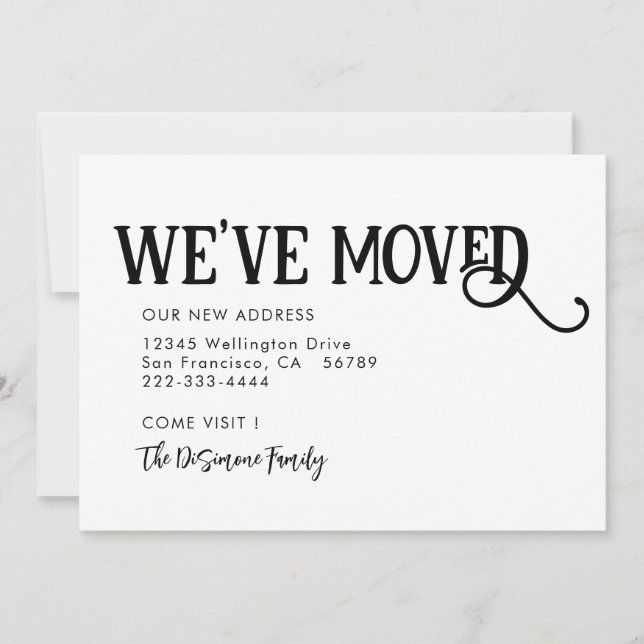 Simple Modern Black We've Moved Announcement (Front)